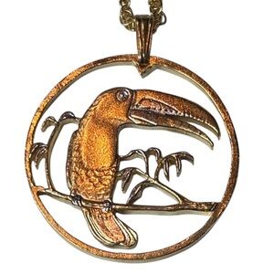 Keel Billed Toucan Pendant: Belize Bird Coin